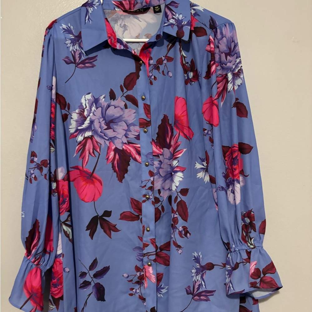 Floral Blue and Pink Women's Top